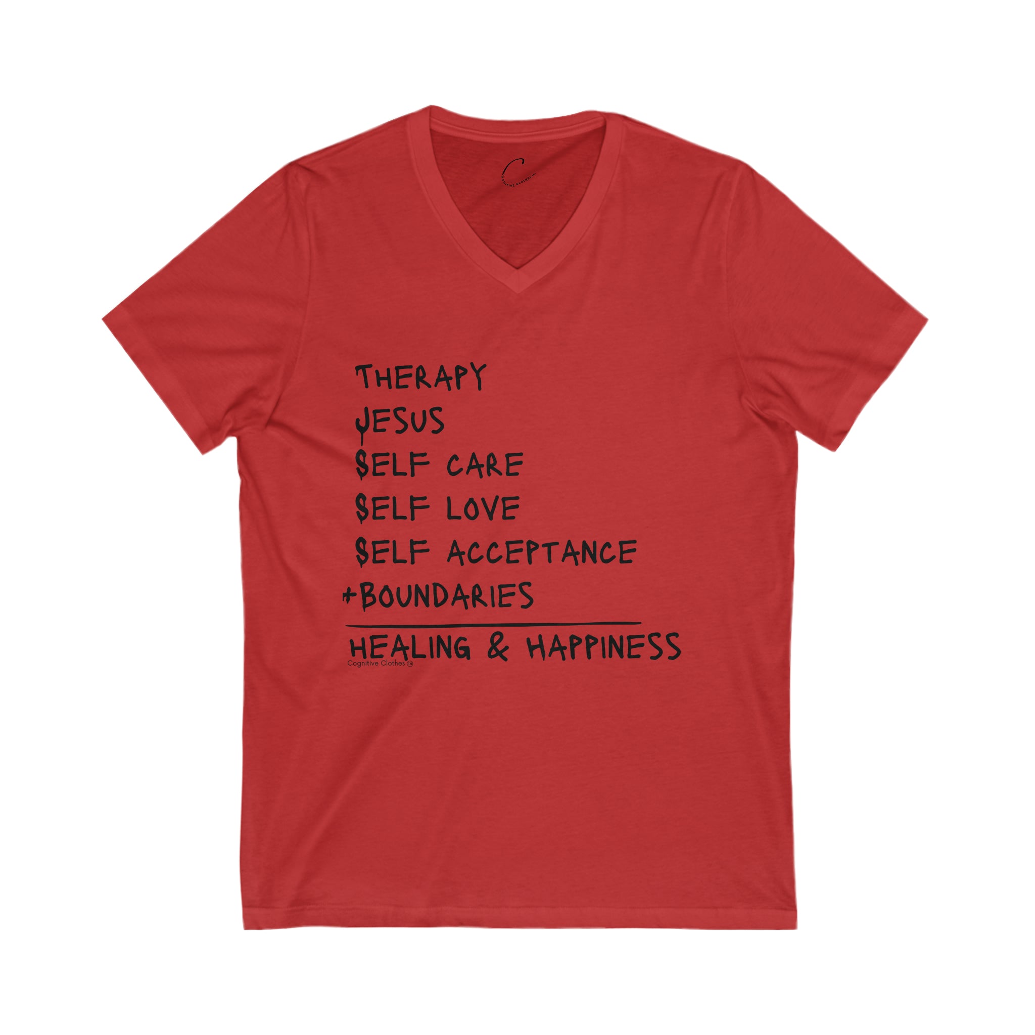 "Wellness Equation" Unisex Jersey Short Sleeve V-Neck Tee