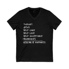 "Wellness Equation" Unisex Jersey Short Sleeve V-Neck Tee